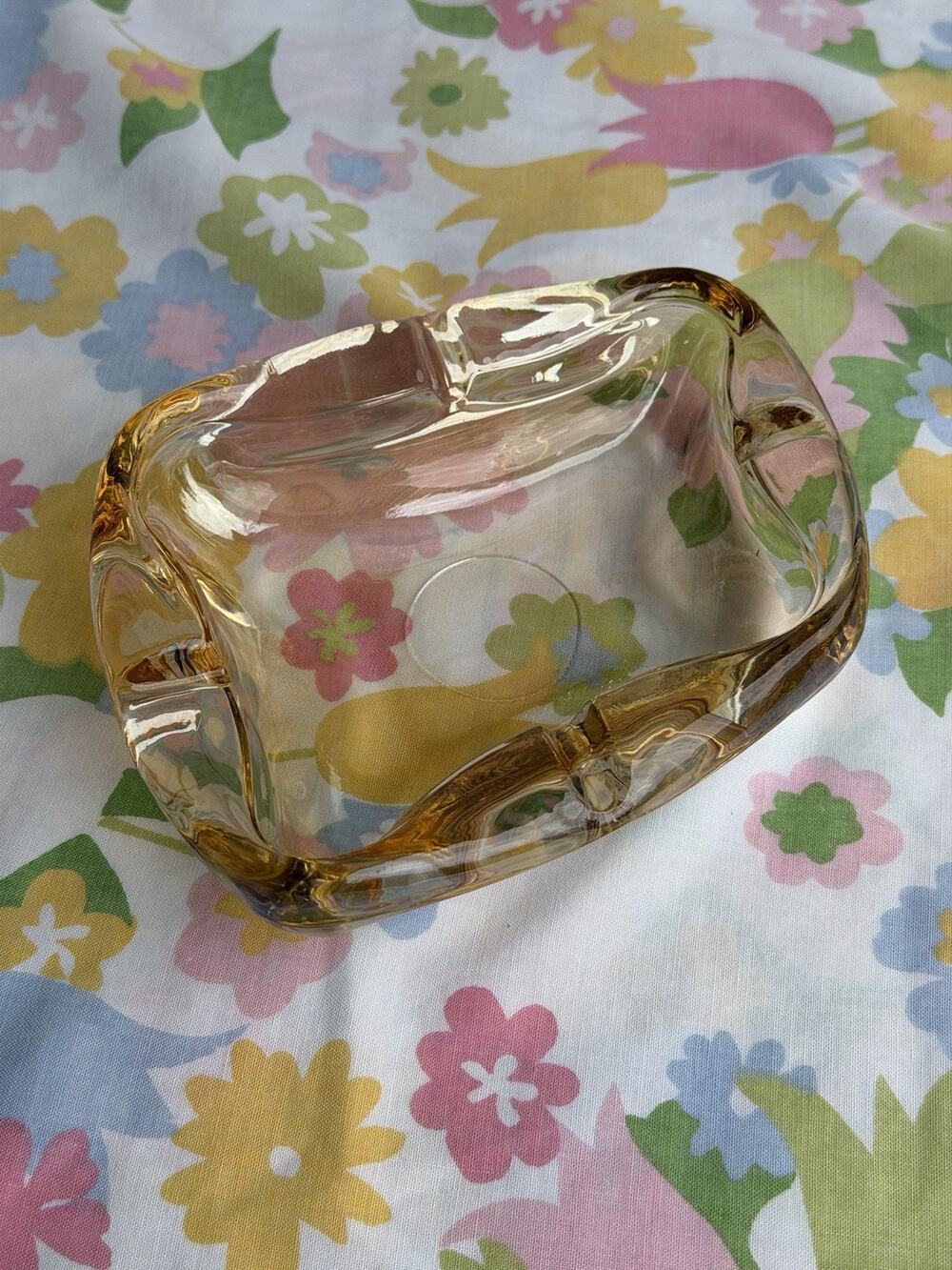 Mid-Century Modern Anchor Hocking Freeform Amber Glass Ashtray